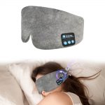 SYPVRY Soft Sleep Eye Mask with Bluetooth Wireless Headphones, Adjustable Bluetooth Eye Mask for Sleeping Meditation Insomnia Travel, Grey