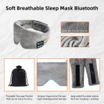 SYPVRY Soft Sleep Eye Mask with Bluetooth Wireless Headphones, Adjustable Bluetooth Eye Mask for Sleeping Meditation Insomnia Travel, Grey
