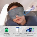SYPVRY Soft Sleep Eye Mask with Bluetooth Wireless Headphones, Adjustable Bluetooth Eye Mask for Sleeping Meditation Insomnia Travel, Grey
