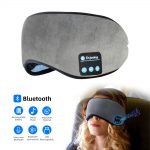 SYPVRY Cotton Sleep Eye Mask Bluetooth Headphones for Women Men, Blindfold Sleep Mask Music Eye Cover with Speakers, Airplane Travel Accessories,Grey
