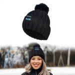 SYPVRY Beanie Hat Bluetooth Wireless Headphones, Bluetooth Knitted Beanie Faux Fur Hat Pom Detachable Ball Cap for Women Men Boys Girls