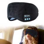 SYPVRY Cotton Sleep Eye Mask Bluetooth Headphones for Women Men, Blindfold Bluetooth Sleep Mask Music Eye Cover with Speakers, Airplane Travel Accessories, Black