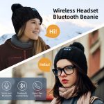 SYPVRY Beanie Hat Bluetooth Wireless Headphones, Bluetooth Knitted Beanie Faux Fur Hat Pom Detachable Ball Cap for Women Men Boys Girls