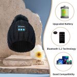 SYPVRY Beanie Hat Bluetooth Wireless Headphones, Bluetooth Knitted Beanie Faux Fur Hat Pom Detachable Ball Cap for Women Men Boys Girls
