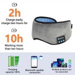 SYPVRY Cotton Sleep Eye Mask Bluetooth Headphones for Women Men, Blindfold Sleep Mask Music Eye Cover with Speakers, Airplane Travel Accessories,Grey