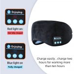 SYPVRY Cotton Sleep Eye Mask Bluetooth Headphones for Women Men, Blindfold Bluetooth Sleep Mask Music Eye Cover with Speakers, Airplane Travel Accessories, Black