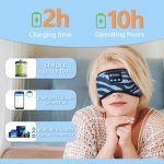 SYPVRY Blackout Eye Mask with Bluetooth Headphones, Wireless Music Eye Mask for Men Women Sleep Travel, Blue