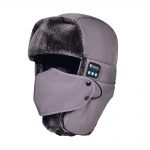 SYPVRY Bluetooth Winter Trapper Hat for Men Women Wireless Headphones Winter Bomber Snow Hat with Ear Flaps Windproof Face Cover, Grey