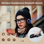 SYPVRY Beanie Hat Bluetooth Wireless Headphones, Bluetooth Knitted Beanie Faux Fur Hat Pom Detachable Ball Cap for Women Men Boys Girls