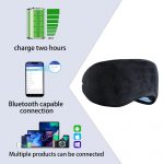 SYPVRY Cotton Sleep Eye Mask Bluetooth Headphones for Women Men, Blindfold Bluetooth Sleep Mask Music Eye Cover with Speakers, Airplane Travel Accessories, Black