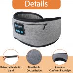 SYPVRY Blackout Eye Mask with Bluetooth Headphones, Wireless Music Eye Mask for Men Women Sleep Travel, Grey