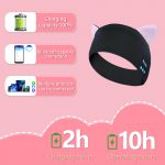 SYPVRY Kids Wireless Sleep Headphones Bluetooth Headband Breathable Headband for Study Sleep Sport Girls Boy Cute Cat Headband
