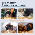 SYPVRY Cotton Sleep Eye Mask Bluetooth Headphones for Women Men, Blindfold Bluetooth Sleep Mask Music Eye Cover with Speakers, Airplane Travel Accessories, Black
