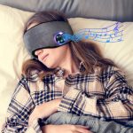 SYPVRY Cotton Sleep Eye Mask Bluetooth Headphones for Women Men, Blindfold Sleep Mask Music Eye Cover with Speakers, Airplane Travel Accessories,Grey