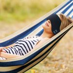 SYPVRY Cotton Sleep Eye Mask Bluetooth Headphones for Women Men, Blindfold Bluetooth Sleep Mask Music Eye Cover with Speakers, Airplane Travel Accessories, Black