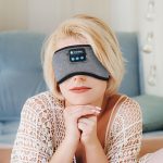 SYPVRY Blackout Eye Mask with Bluetooth Headphones, Wireless Music Eye Mask for Men Women Sleep Travel, Grey