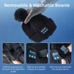 SYPVRY Beanie Hat Bluetooth Wireless Headphones, Bluetooth Knitted Beanie Faux Fur Hat Pom Detachable Ball Cap for Women Men Boys Girls