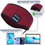 SYPVRY Sleep Headphones Bluetooth Headband, Warm Wireless Sports Headband with Thin Speaker, Side Sleepers Headphones Headband for Women Men, Red