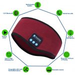 SYPVRY Sleep Headphones Bluetooth Headband, Warm Wireless Sports Headband with Thin Speaker, Side Sleepers Headphones Headband for Women Men, Red