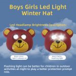 SYPVRY Kids Led Winter Trapper Hat with Light, Warm Winter Snow Hat with Ear Flaps Boys Girls Cute Ushanka Hat Christmas Gift, Brown