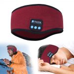 SYPVRY Sleep Headphones Bluetooth Headband, Warm Wireless Sports Headband with Thin Speaker, Side Sleepers Headphones Headband for Women Men, Red