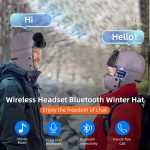 SYPVRY Bluetooth Winter Trapper Hat for Men Women Wireless Headphones Winter Bomber Snow Hat with Ear Flaps Windproof Face Cover, Grey