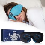 SYPVRY Wireless Sleeping Headphones Bluetooth Sleep Mask 3D Side Sleepers Blackout Eye Mask Speakers for Sleeping Airplane Travel, Cyan