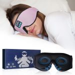SYPVRY Wireless Sleeping Headphones Bluetooth Sleep Mask 3D Side Sleepers Blackout Eye Mask Speakers for Sleeping Airplane Travel, Pink