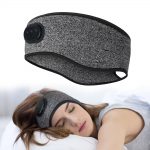 SYPVRY Bluetooth Headband Wireless Headphones, Breathable Sports Headband with Speaker Microphones, Grey