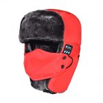 SYPVRY Bluetooth Winter Trapper Hat for Men Women Wireless Headphones Winter Bomber Snow Hat with Ear Flaps Windproof Face Cover, Red