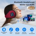 SYPVRY Wireless Headphones Bluetooth Earmuffs Winter Adjustable Ear Warmer with Microphones Women Men Warm Music Headband Ear Muffs Headphones, Red