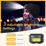SYPVRY Bluetooth Beanie with Light and Wireless Headset, Warm Knit Cap with Headlamp for Night Sports Running Work