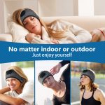 SYPVRY Bluetooth Headband Wireless Headphones, Breathable Sports Headband with Speaker Microphones, Grey