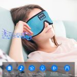 SYPVRY Wireless Sleeping Headphones Bluetooth Sleep Mask 3D Side Sleepers Blackout Eye Mask Speakers for Sleeping Airplane Travel, Cyan