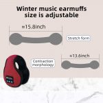 SYPVRY Wireless Headphones Bluetooth Earmuffs Winter Adjustable Ear Warmer with Microphones Women Men Warm Music Headband Ear Muffs Headphones, Red