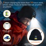 SYPVRY Bluetooth Beanie with Light and Wireless Headset, Warm Knit Cap with Headlamp for Night Sports Running Work