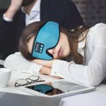 SYPVRY Wireless Sleeping Headphones Bluetooth Sleep Mask 3D Side Sleepers Blackout Eye Mask Speakers for Sleeping Airplane Travel, Cyan