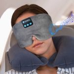 SYPVRY Soft Sleep Eye Mask with Bluetooth Wireless Headphones, Adjustable Music Eye Mask for Sleeping Meditation Insomnia Travel, Grey