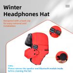 SYPVRY Bluetooth Winter Trapper Hat for Men Women Wireless Headphones Winter Bomber Snow Hat with Ear Flaps Windproof Face Cover, Red