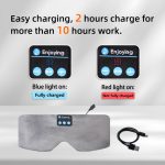 SYPVRY Soft Sleep Eye Mask with Bluetooth Wireless Headphones, Adjustable Music Eye Mask for Sleeping Meditation Insomnia Travel, Grey