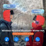 SYPVRY Bluetooth Winter Trapper Hat for Men Women Wireless Headphones Winter Bomber Snow Hat with Ear Flaps Windproof Face Cover, Red