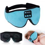 SYPVRY Wireless Sleeping Headphones Bluetooth Sleep Mask 3D Side Sleepers Blackout Eye Mask Speakers for Sleeping Airplane Travel, Cyan