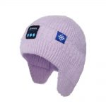 SYPVRY Bluetooth Beanie Hat Wireless Headphone, Men Women Winter Knit Hat with Ear Flaps Music Speaker Hat Outdoor Walking Cap, Purple
