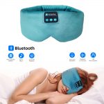 SYPVRY Soft Sleep Eye Mask with Bluetooth Wireless Headphones, Adjustable Music Eye Mask for Sleeping Meditation Insomnia Travel, Cyan