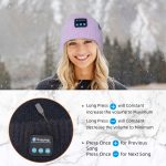 SYPVRY Bluetooth Beanie Hat Wireless Headphone, Men Women Winter Knit Hat with Ear Flaps Music Speaker Hat Outdoor Walking Cap, Purple