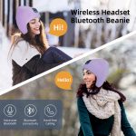 SYPVRY Bluetooth Beanie Hat Wireless Headphone, Men Women Winter Knit Hat with Ear Flaps Music Speaker Hat Outdoor Walking Cap, Purple