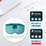 SYPVRY Soft Sleep Eye Mask with Bluetooth Wireless Headphones, Adjustable Music Eye Mask for Sleeping Meditation Insomnia Travel, Cyan