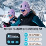 SYPVRY Bluetooth Beanie Hat Wireless Headphone, Men Women Winter Knit Hat with Ear Flaps Music Speaker Hat Outdoor Walking Cap, Purple