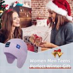 SYPVRY Bluetooth Beanie Hat Wireless Headphone, Men Women Winter Knit Hat with Ear Flaps Music Speaker Hat Outdoor Walking Cap, Purple