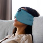 SYPVRY Soft Sleep Eye Mask with Bluetooth Wireless Headphones, Adjustable Music Eye Mask for Sleeping Meditation Insomnia Travel, Cyan